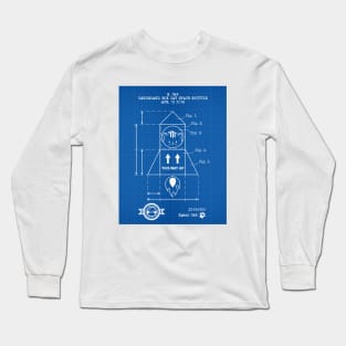 Cat Space Shuttle Blueprint Long Sleeve T-Shirt